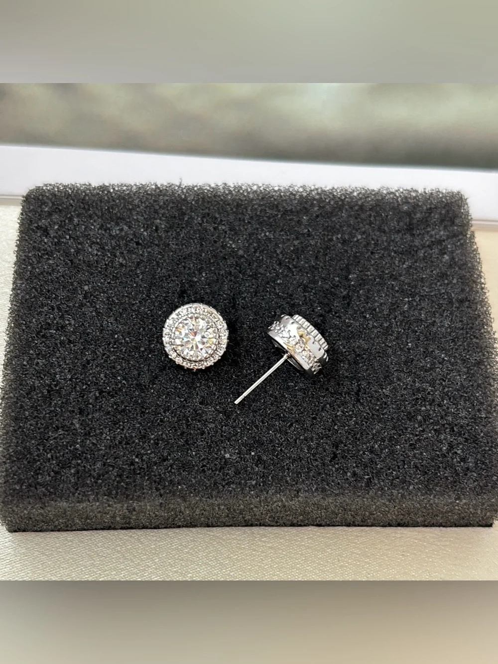 10mm CZ Stud Earrings for Men Women Streetwear Hip Hop Punk Unisex Earrings